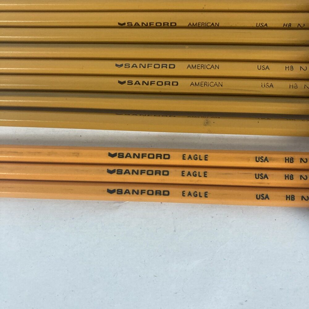 Vintage Sanford #2 Yellow Pencils Lot of 20 Unused USA with Bamboo Tray Holder - Picture 3 of 9
